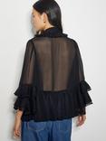 Monsoon Anais Ruffle Blouse, Black