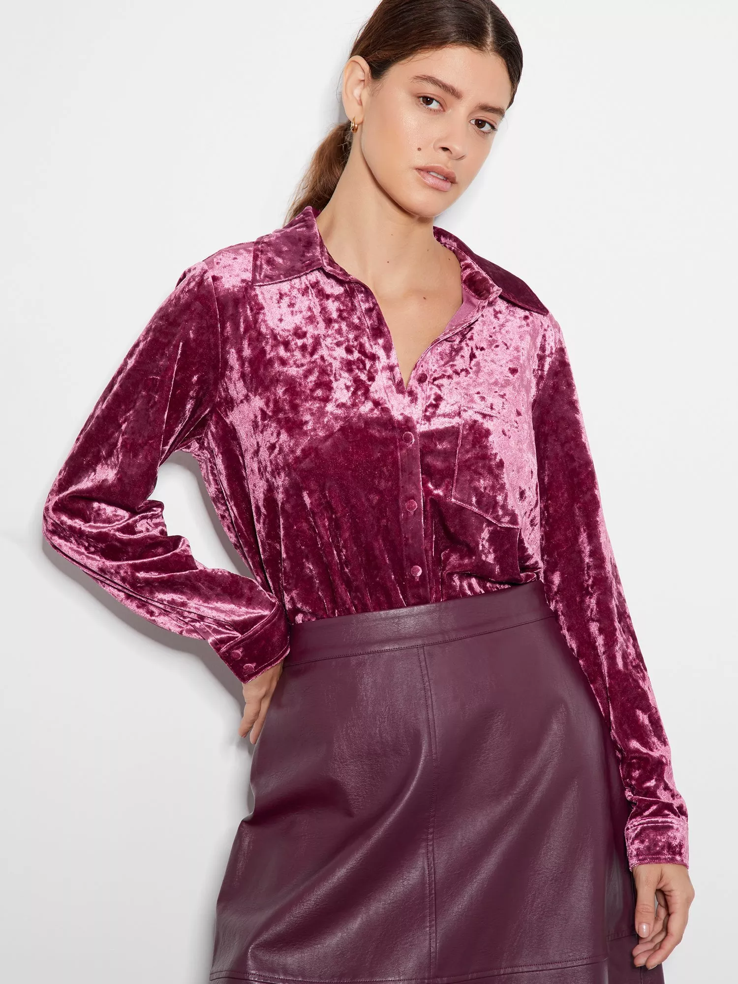 Monsoon Vida Velvet Shirt Pink