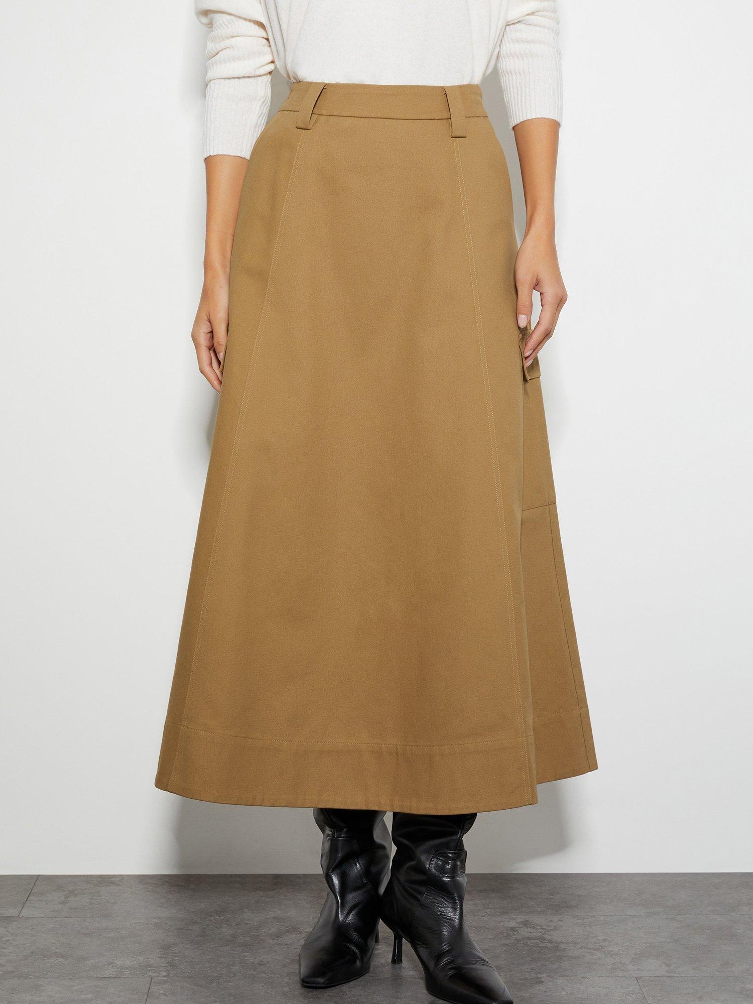 Product image 1 of 6, which shows Monsoon Hanna Cargo Skirt, Natural, L