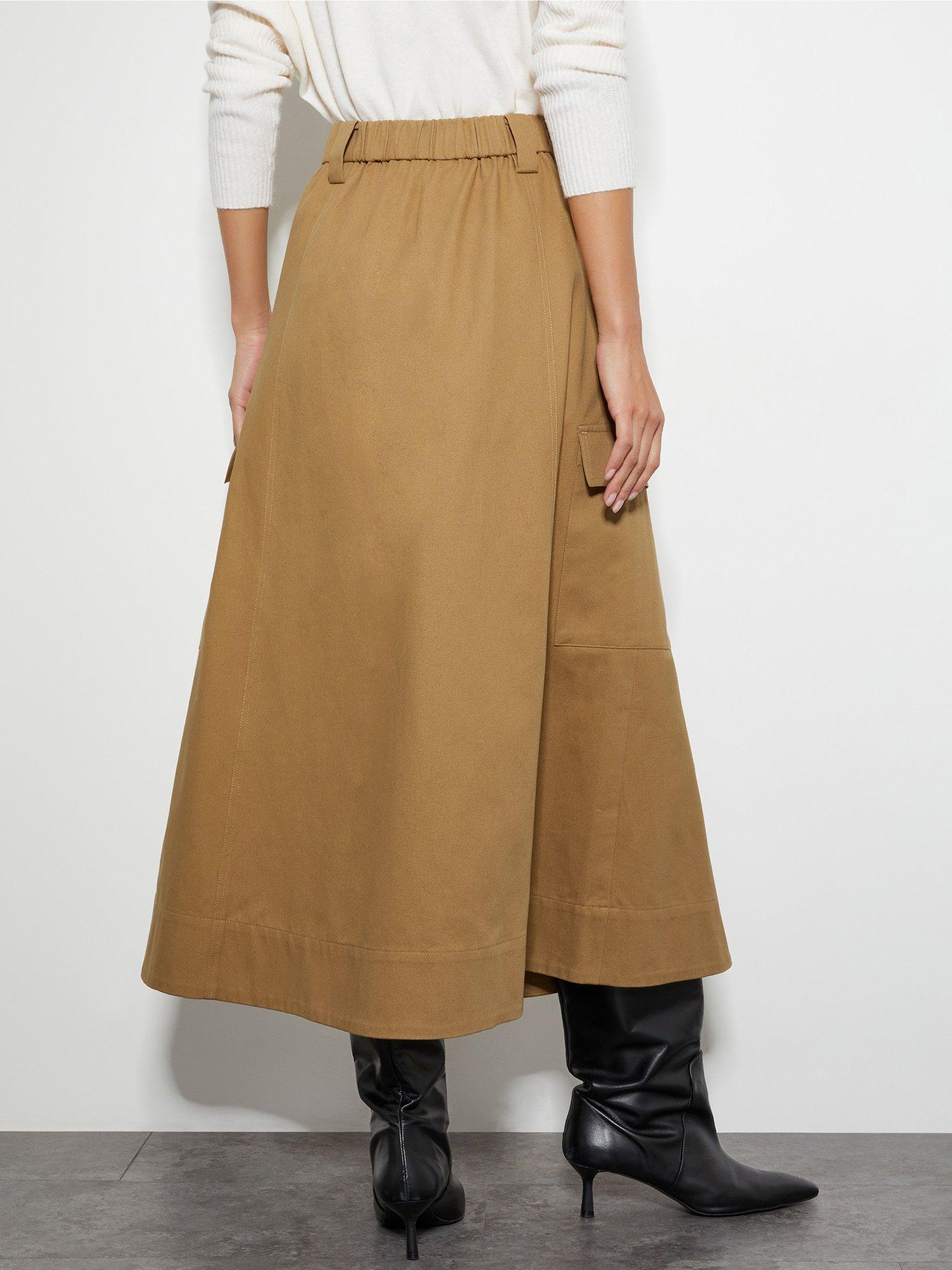 Product image 3 of 6, which shows Monsoon Hanna Cargo Skirt, Natural, L