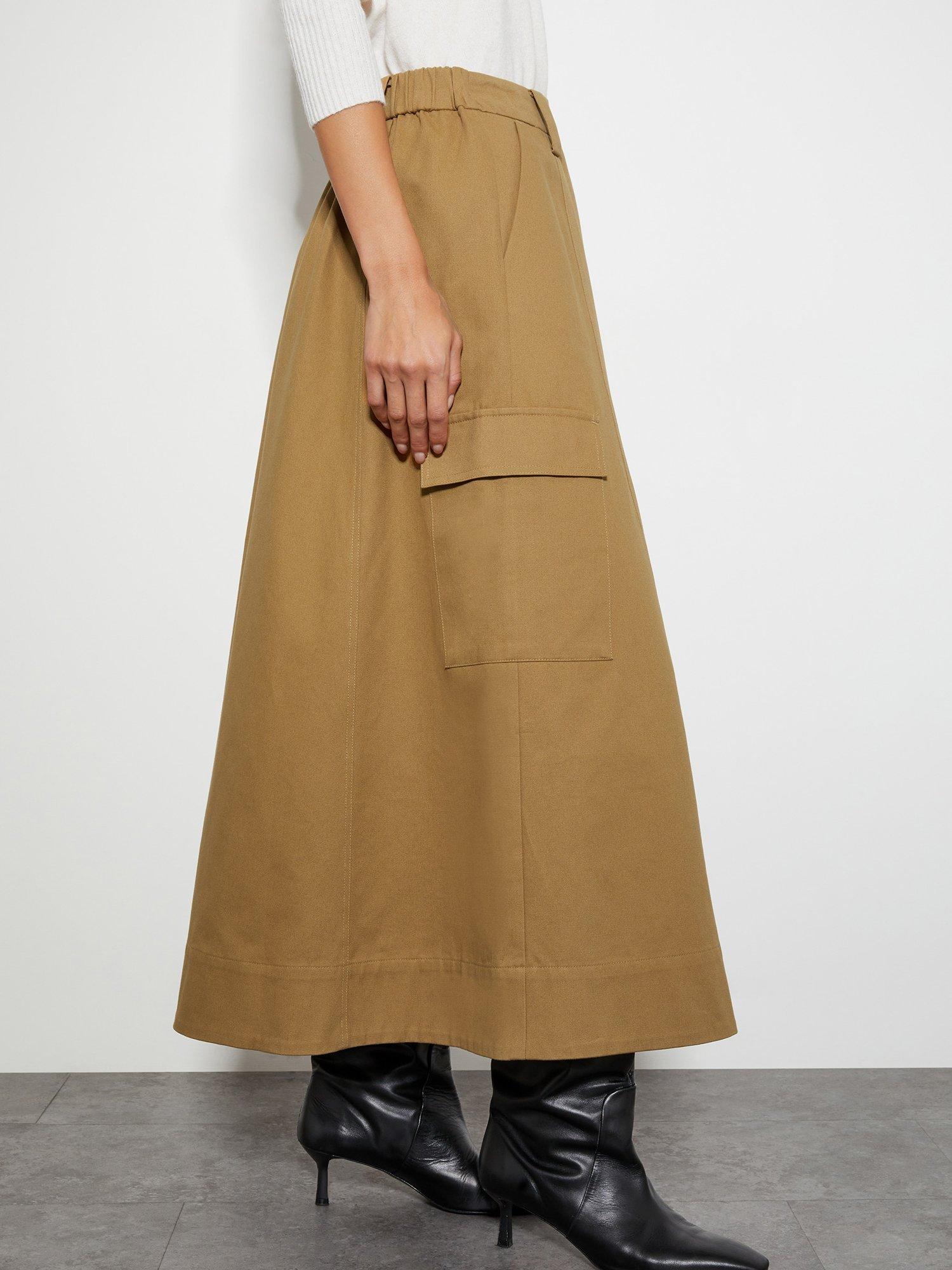 Product image 4 of 6, which shows Monsoon Hanna Cargo Skirt, Natural, L