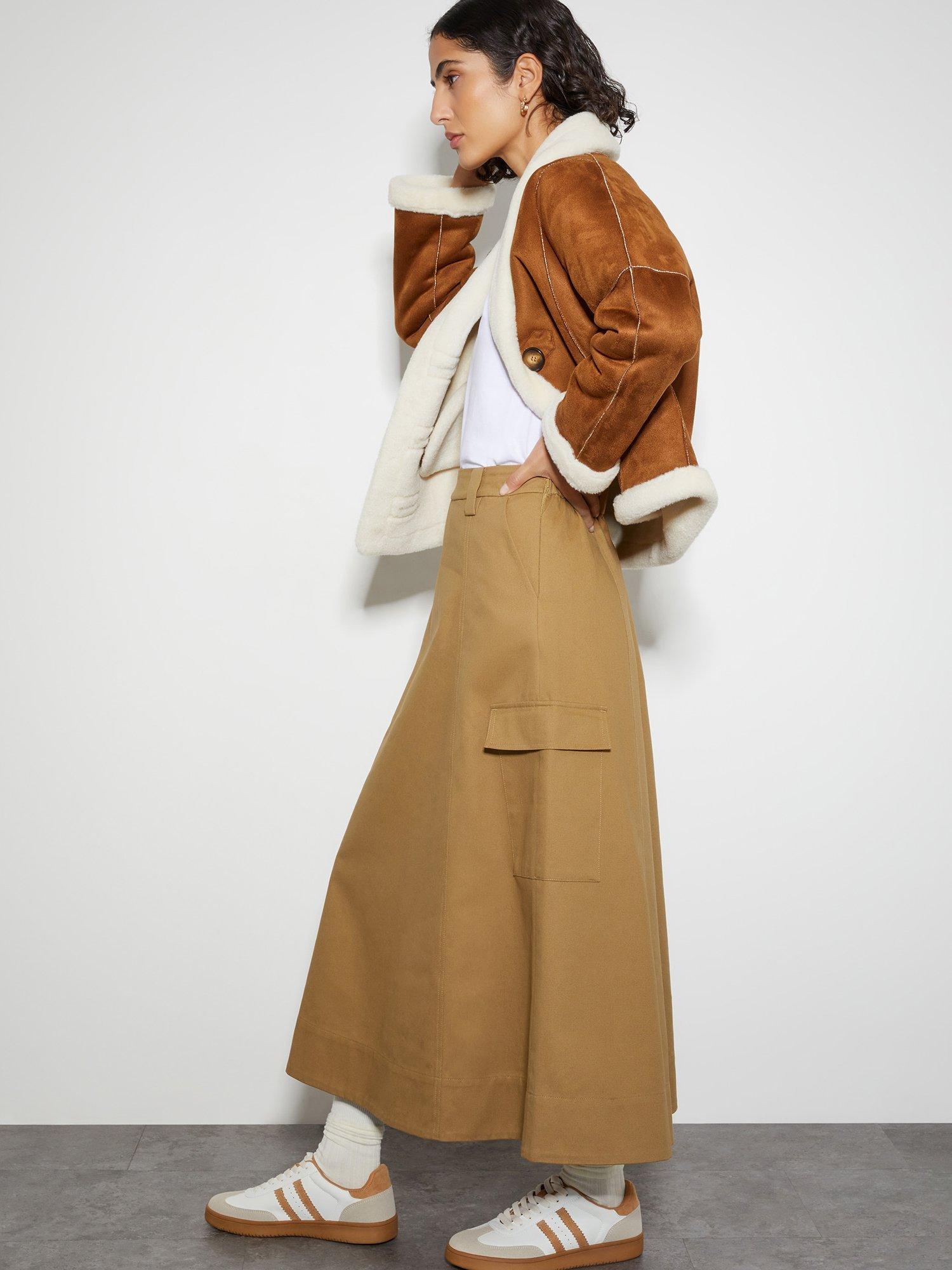 Product image 5 of 6, which shows Monsoon Hanna Cargo Skirt, Natural, L