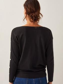 Monsoon Bria Batwing Stud Sleeve Jumper containing LENZING™ ECOVERO™ Viscose - view 2, Black