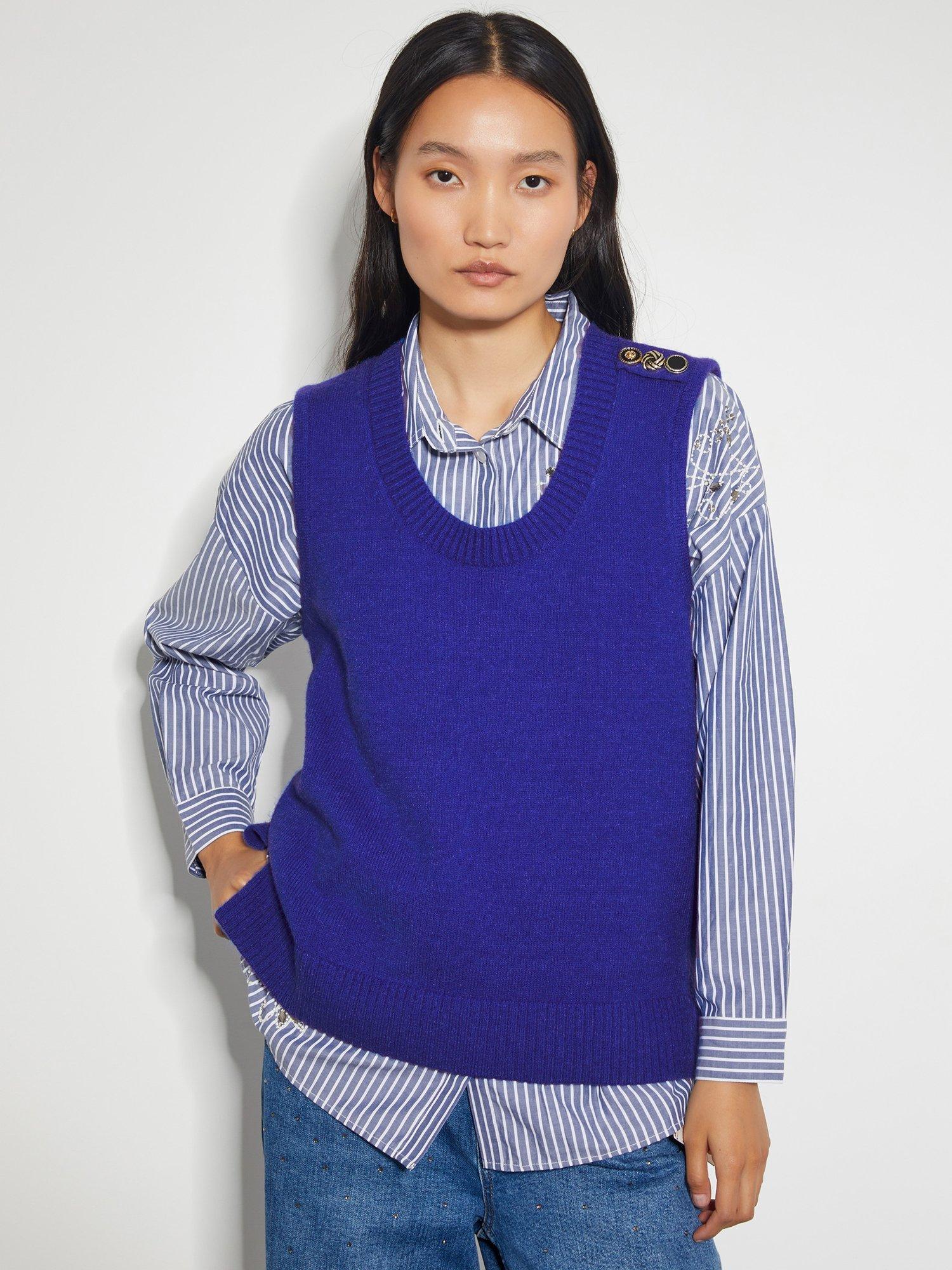 Product image 1 of 5, which shows Monsoon Nora Sweater Vest, Cobalt, S