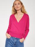 Monsoon Riley Wrap Cardigan, Bright Pink