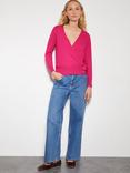 Monsoon Riley Wrap Cardigan, Bright Pink