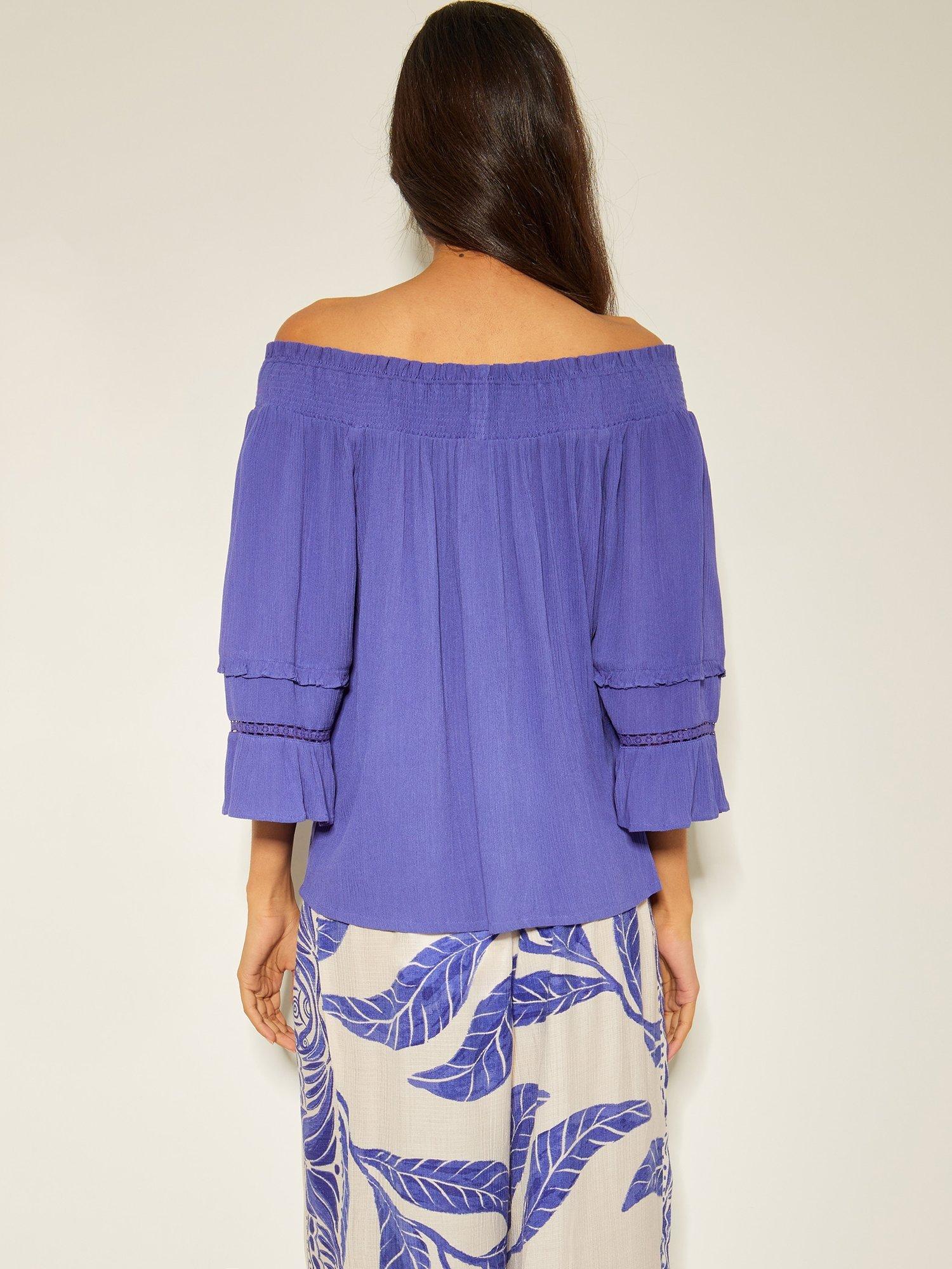 Product image 2 of 5, which shows Monsoon Ava Smock Top, Blue, S