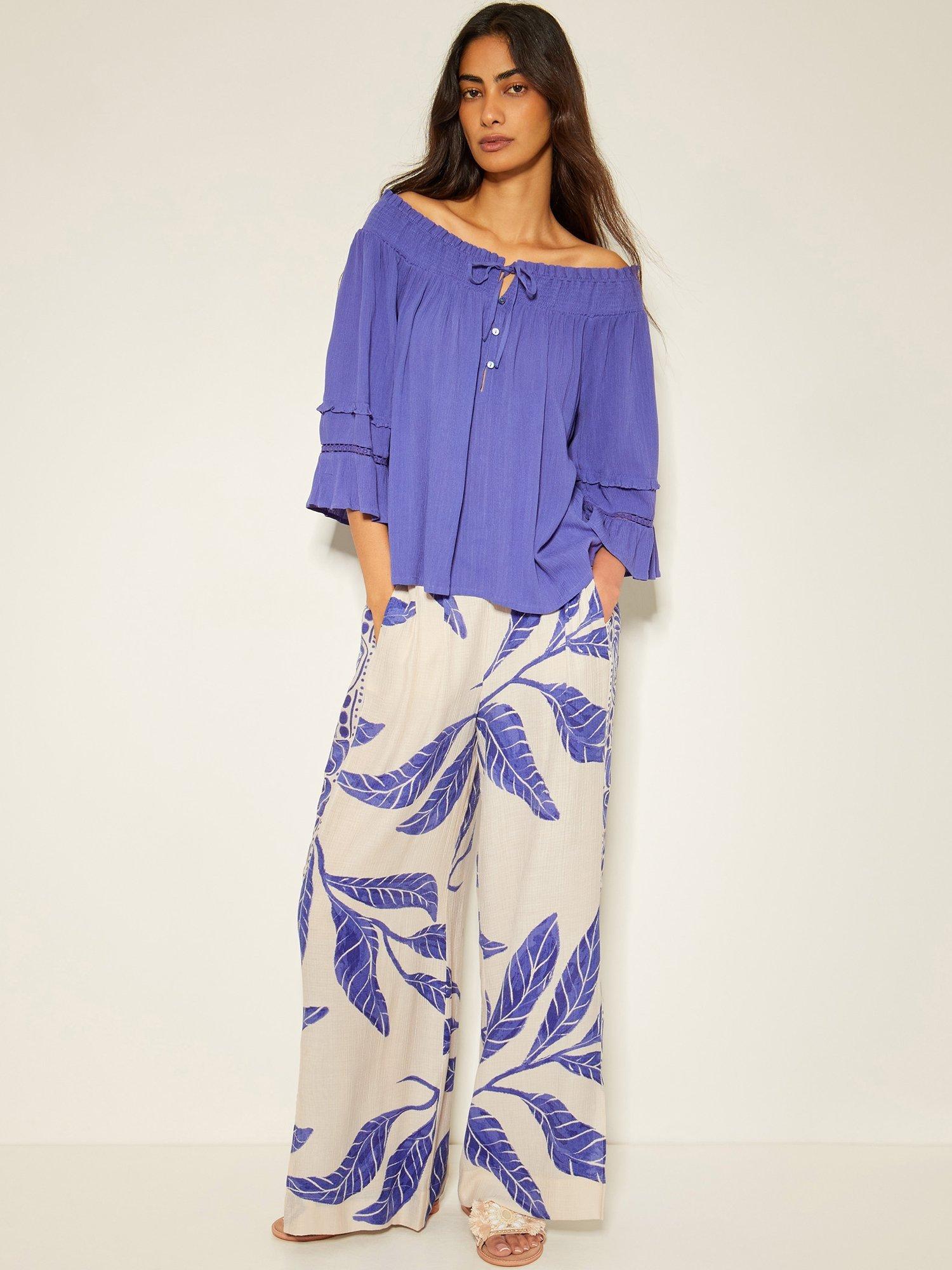 Product image 3 of 5, which shows Monsoon Ava Smock Top, Blue, S