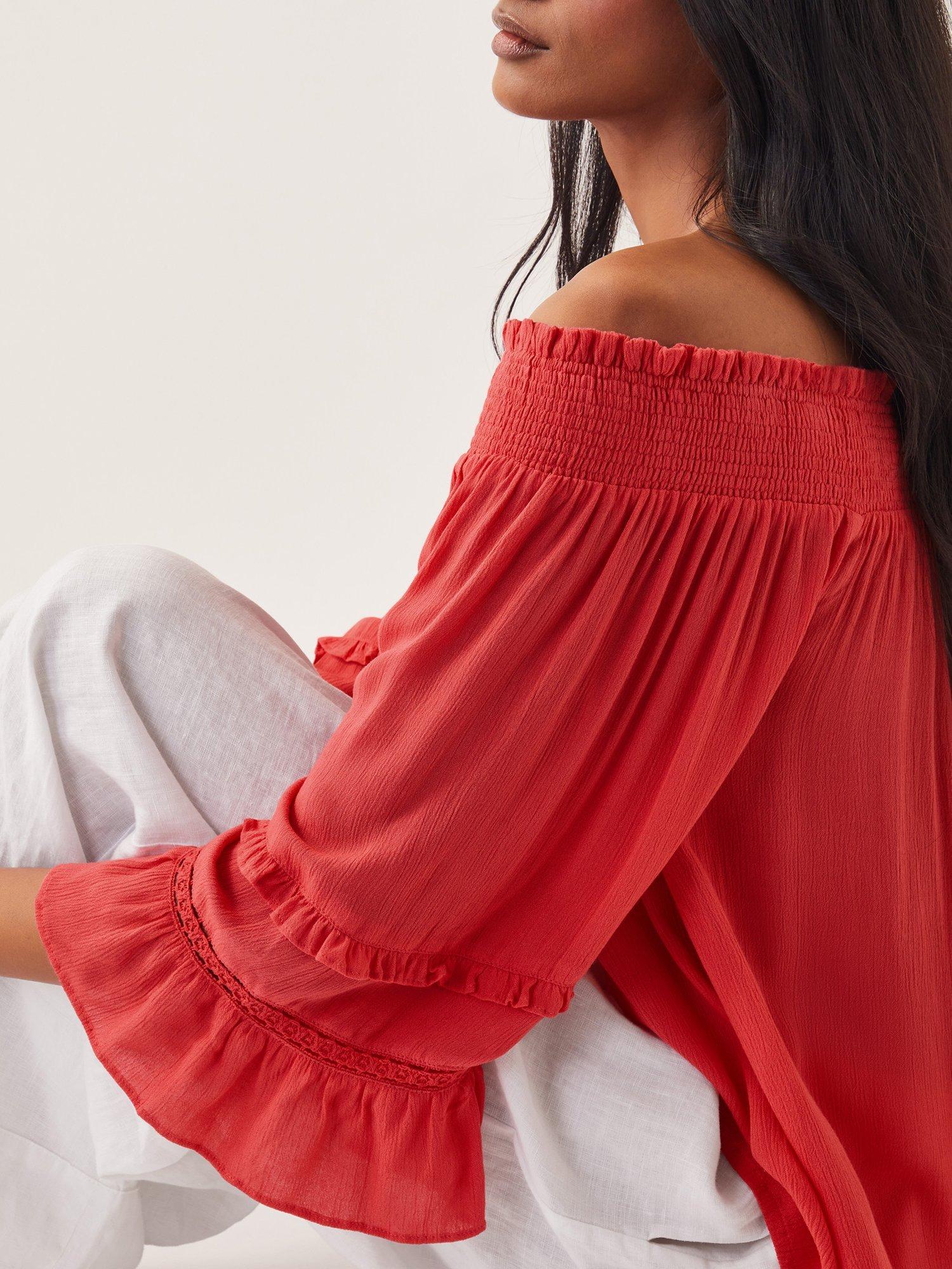 Product image 4 of 4, which shows Monsoon Ava Smock Top, Pink, S