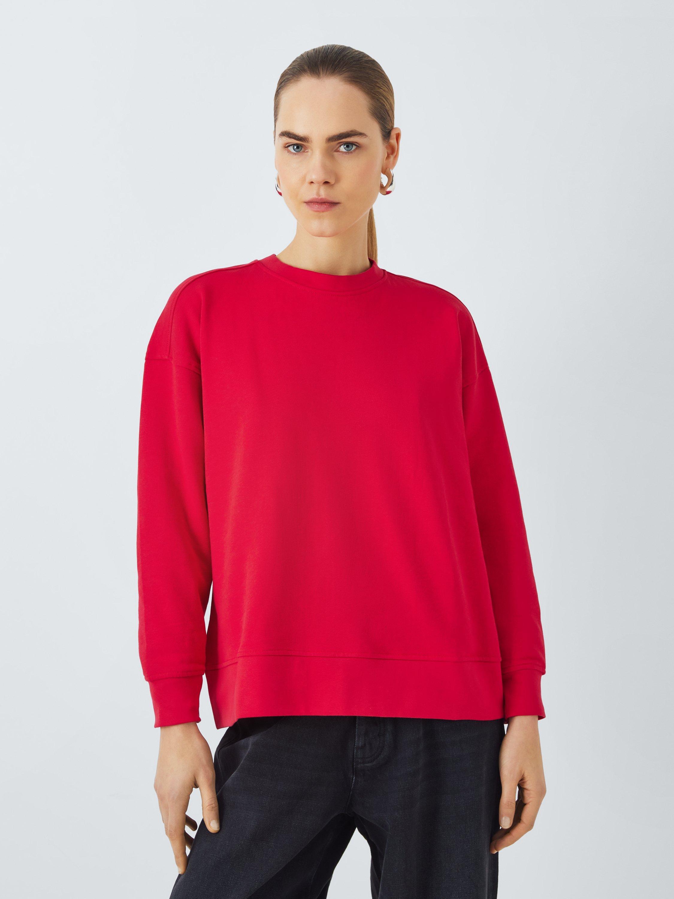 Product image 1 of 6, which shows John Lewis ANYDAY Crew Neck Oversized Sweatshirt, Red, XS