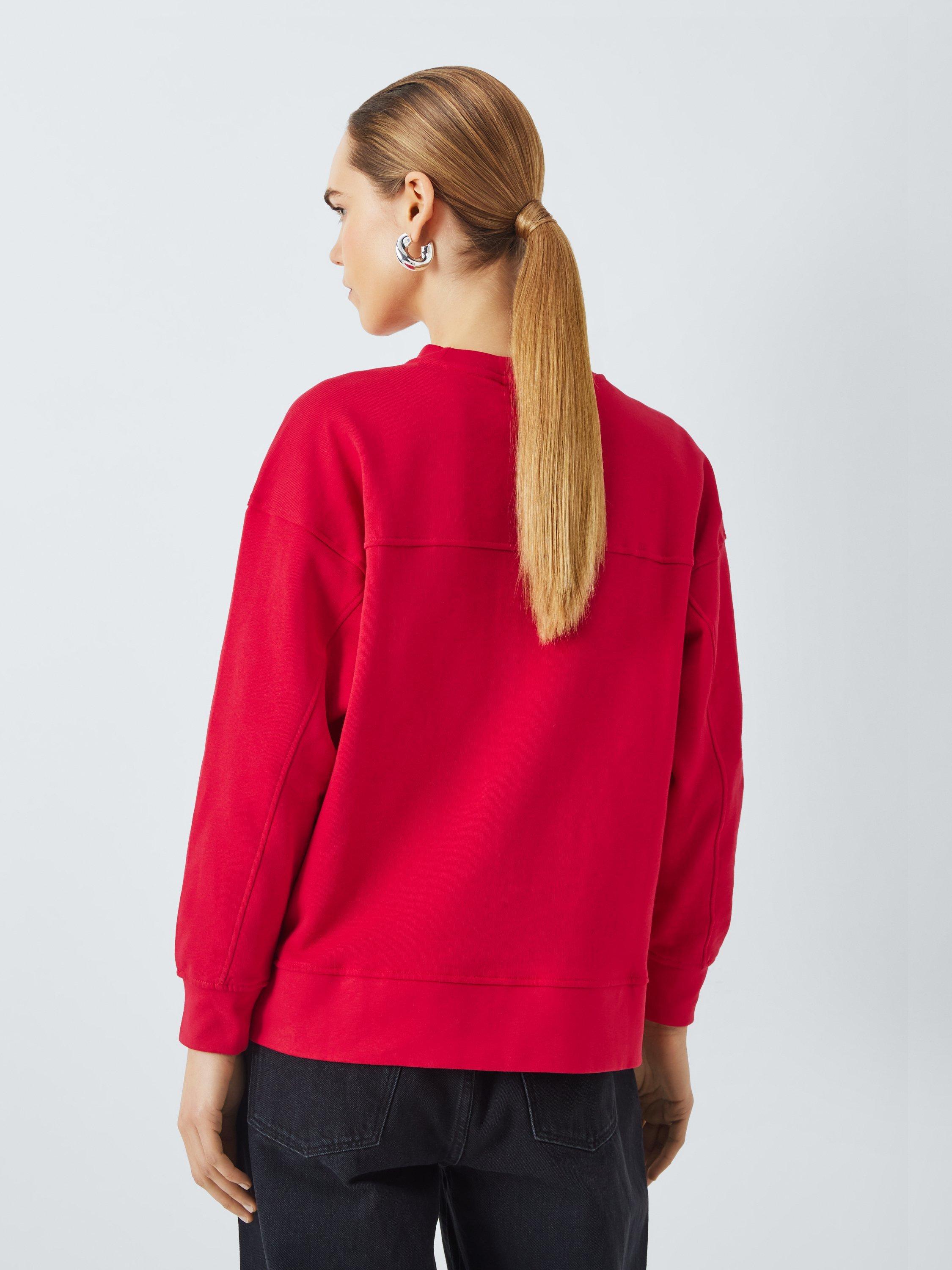Product image 2 of 6, which shows John Lewis ANYDAY Crew Neck Oversized Sweatshirt, Red, XS