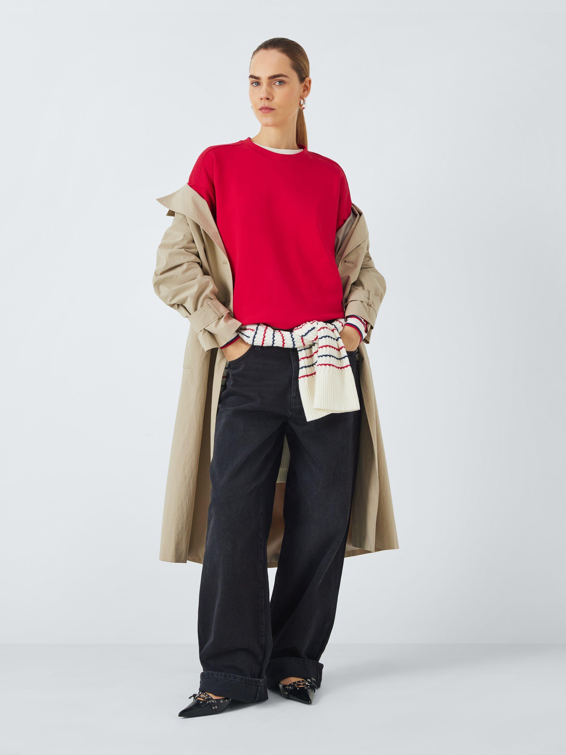 Product image 3 of 6, which shows John Lewis ANYDAY Crew Neck Oversized Sweatshirt, Red, XS
