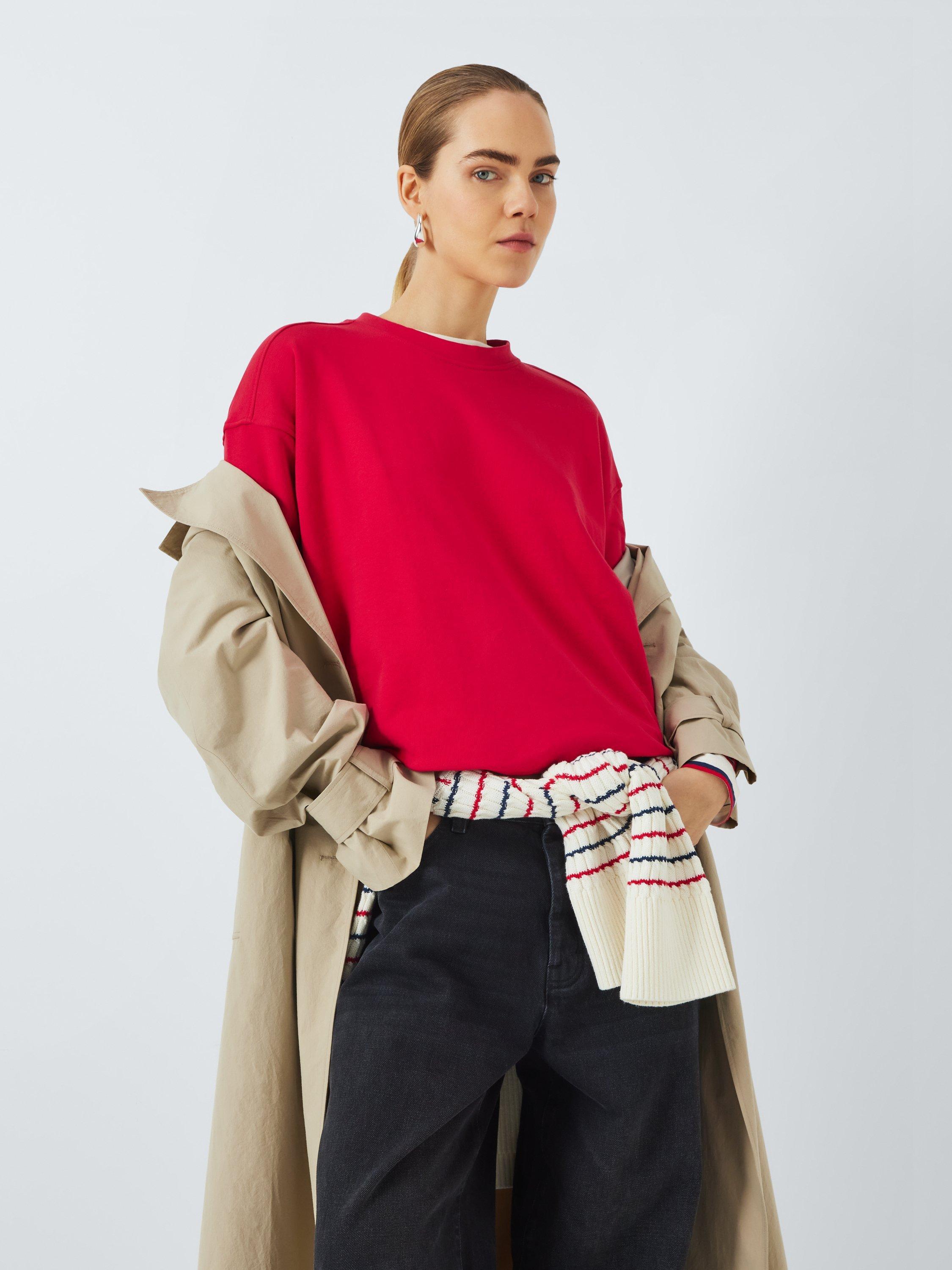 Product image 6 of 6, which shows John Lewis ANYDAY Crew Neck Oversized Sweatshirt, Red, XS