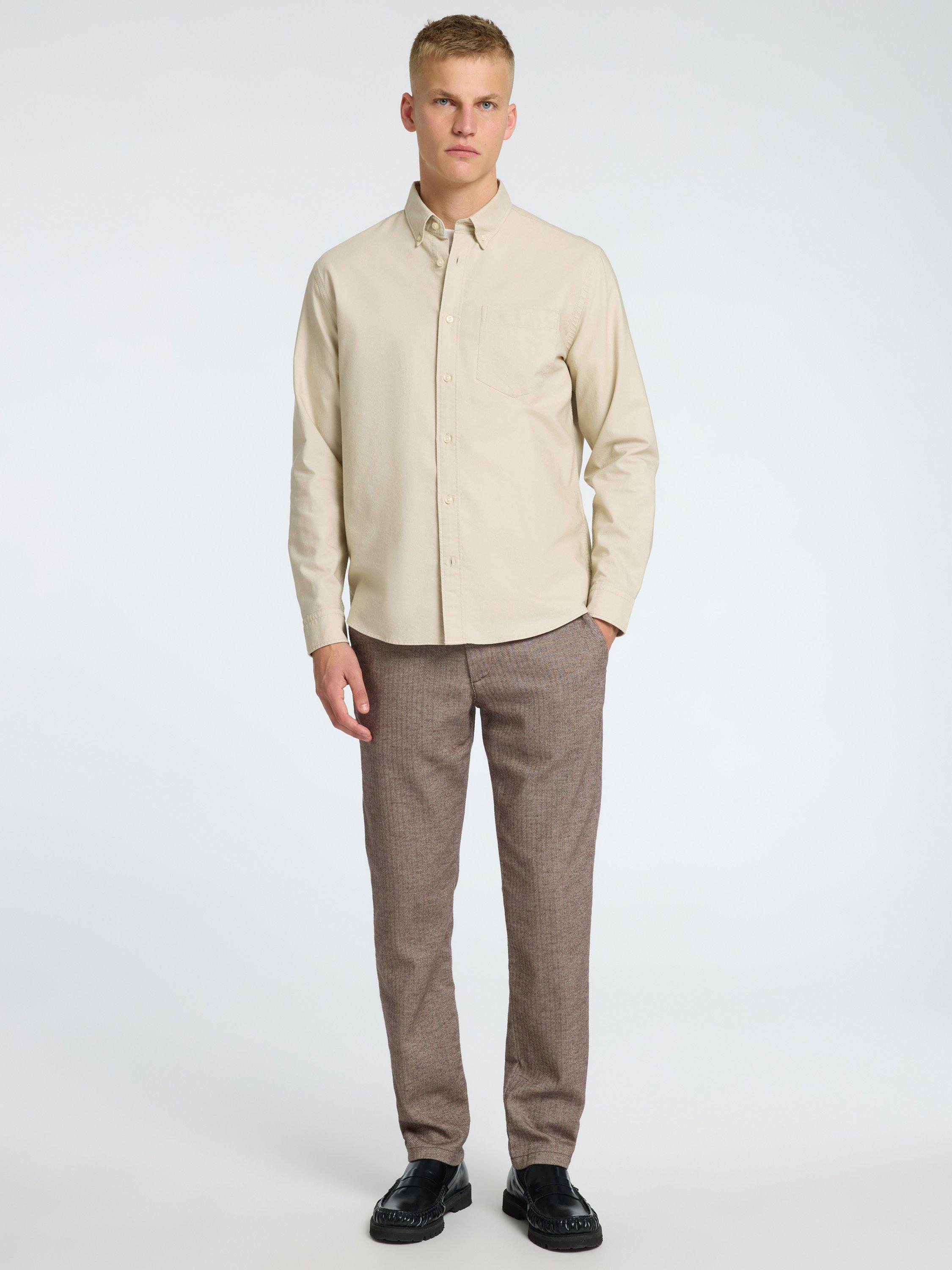 Product image 2 of 6, which shows Selected Cotton Blend Regular Fit Oxford Shirt, Oatmeal, XXL