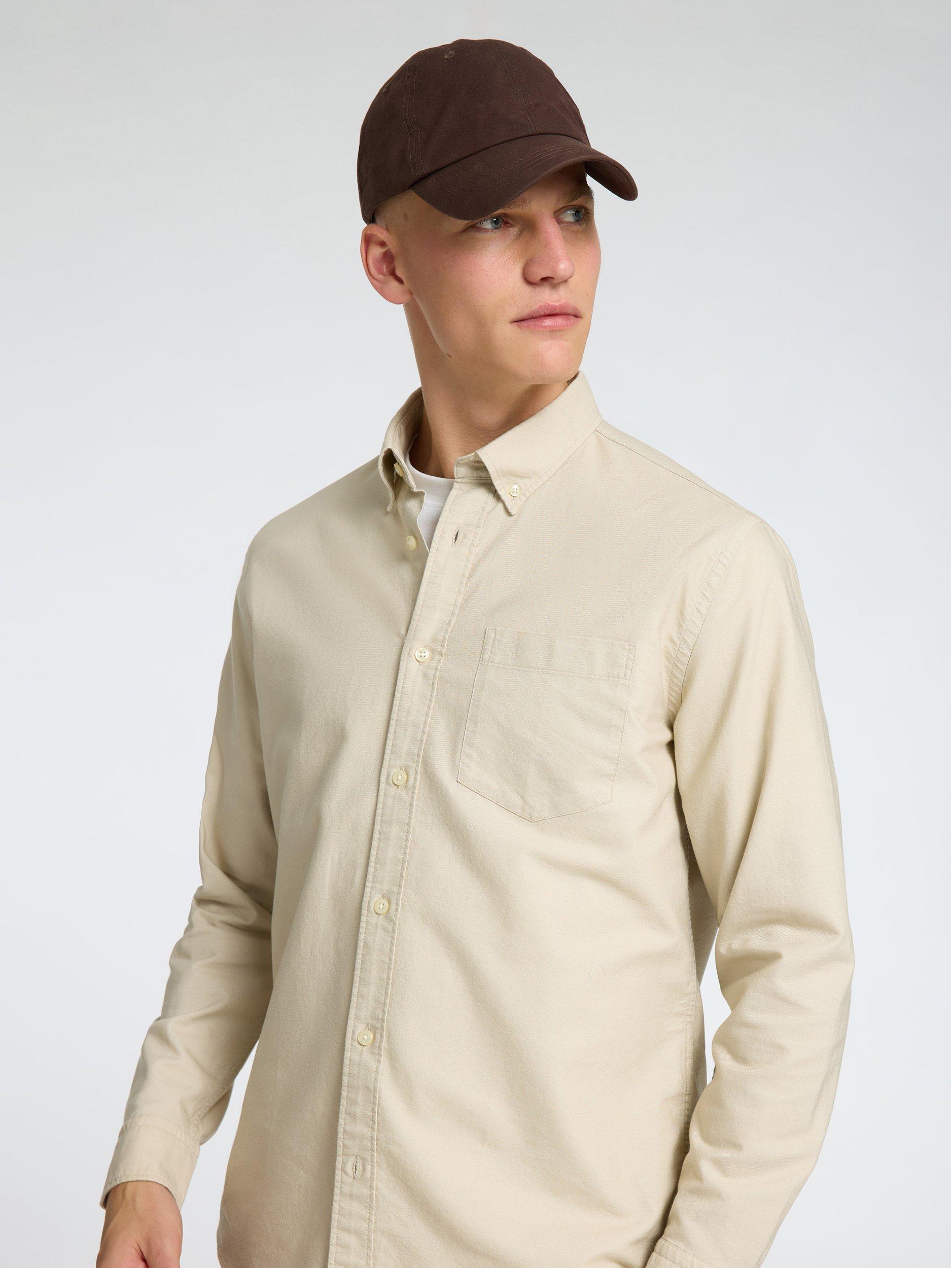 Product image 3 of 6, which shows Selected Cotton Blend Regular Fit Oxford Shirt, Oatmeal, XXL