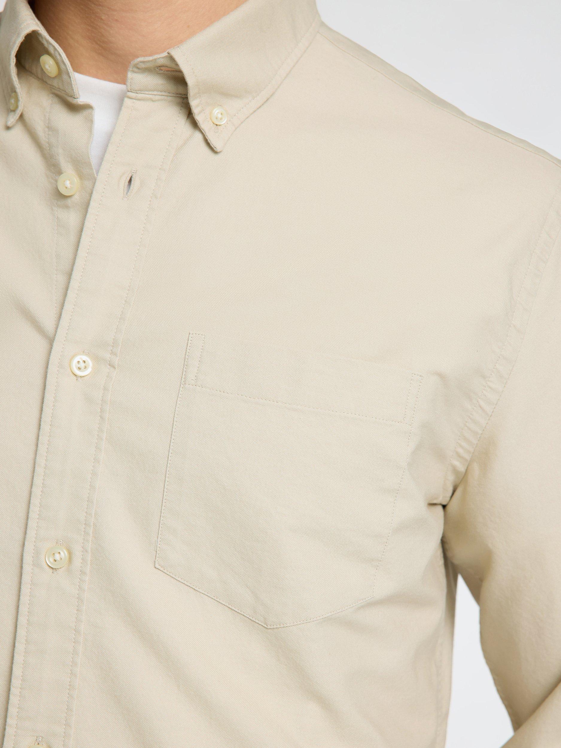 Product image 4 of 6, which shows Selected Cotton Blend Regular Fit Oxford Shirt, Oatmeal, XXL