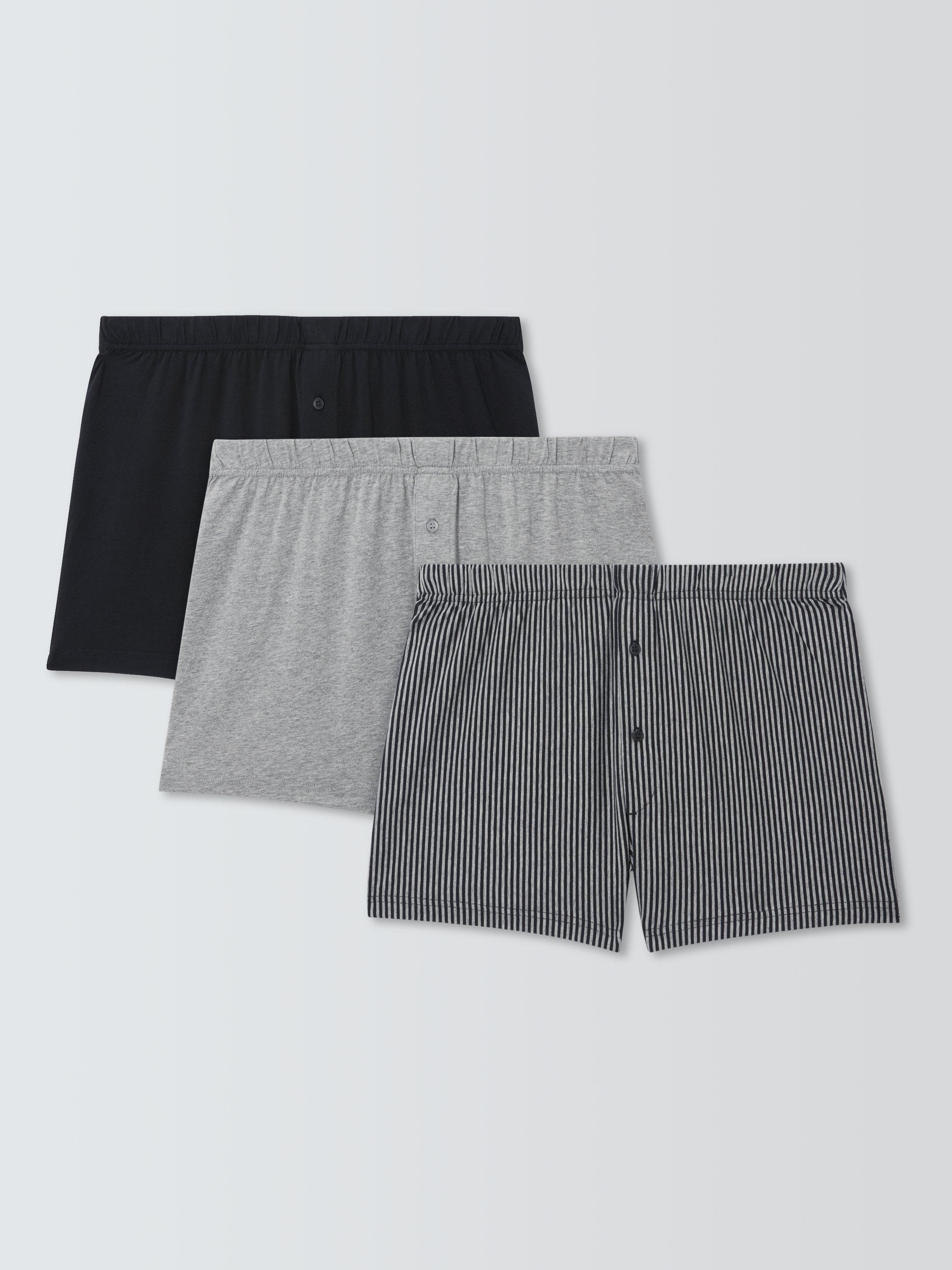 Product image 1 of 5, which shows John Lewis Organic Cotton Jersey Boxer Shorts, Pack of 3, Grey Multi, S
