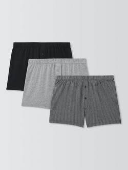 John Lewis Organic Cotton Jersey Boxer Shorts, Pack of 3, Grey Multi, Grey Multi