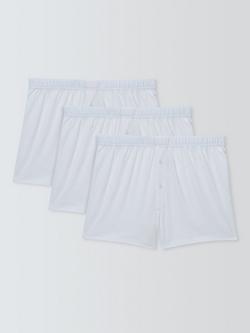 John Lewis Organic Cotton Jersey Boxer Shorts, Pack of 3, White, White