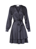 Sisters Point Nuba Satin Wrap Dress, Black