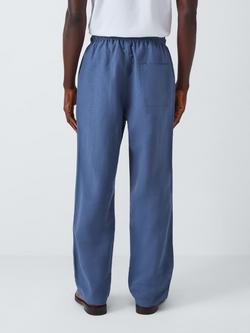 John Lewis Resort Collection Plain Linen Blend Trousers, Navy - view 2, Navy