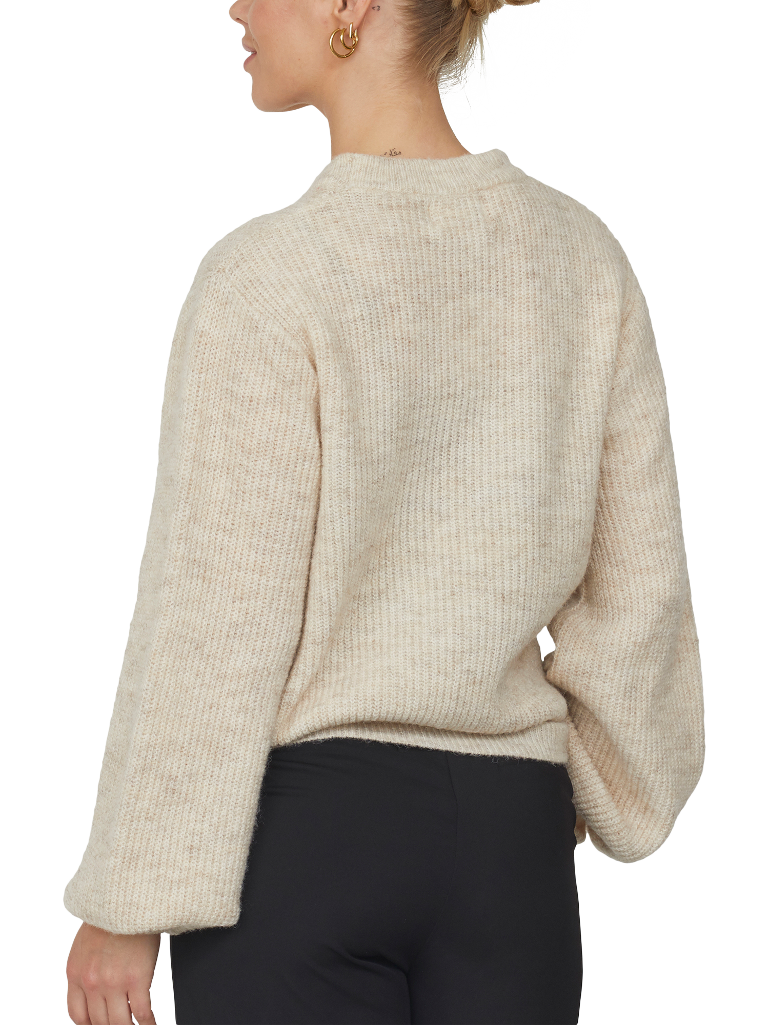 Product image 2 of 5, which shows Sisters Point Lui Ribbed Jumper, Sand Melange, XS