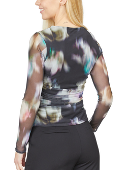 Sisters Point Esme Print Mesh Top, Black/Multi - view 2, Black/Multi