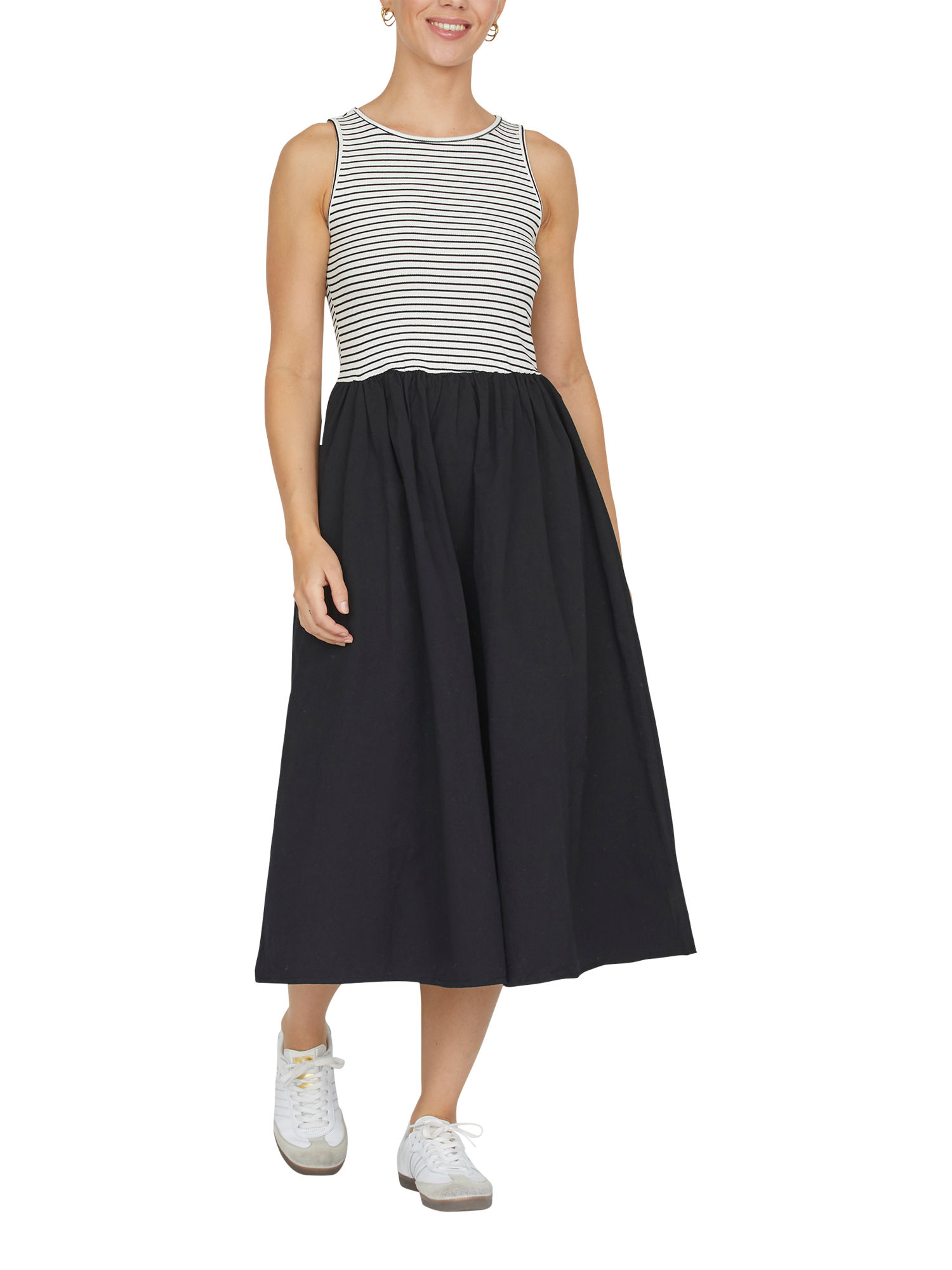 Product image 1 of 4, which shows Sisters Point Grace Stripe Top Dress, Black/White, XS