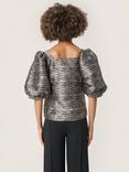 Soaked In Luxury Elowen Animal Jacquard Puff Sleeve Blouse, Multi