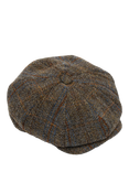 Christys' Harris Tweed 8-Piece Baker Boy Cap, Dark Brown