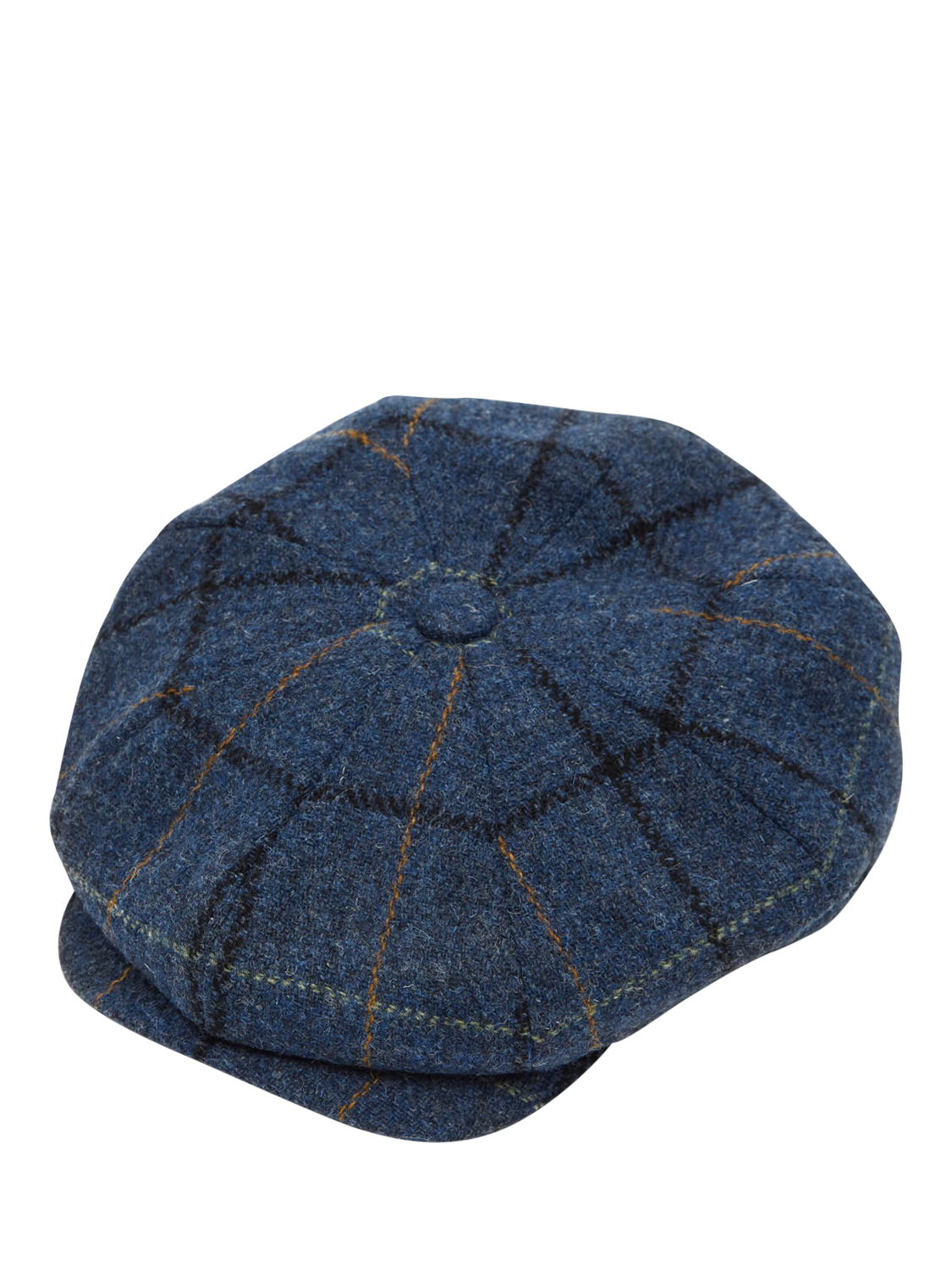 Product image 1 of 5, which shows Christys' Harris Tweed 8-Piece Baker Boy Cap, Blue, S