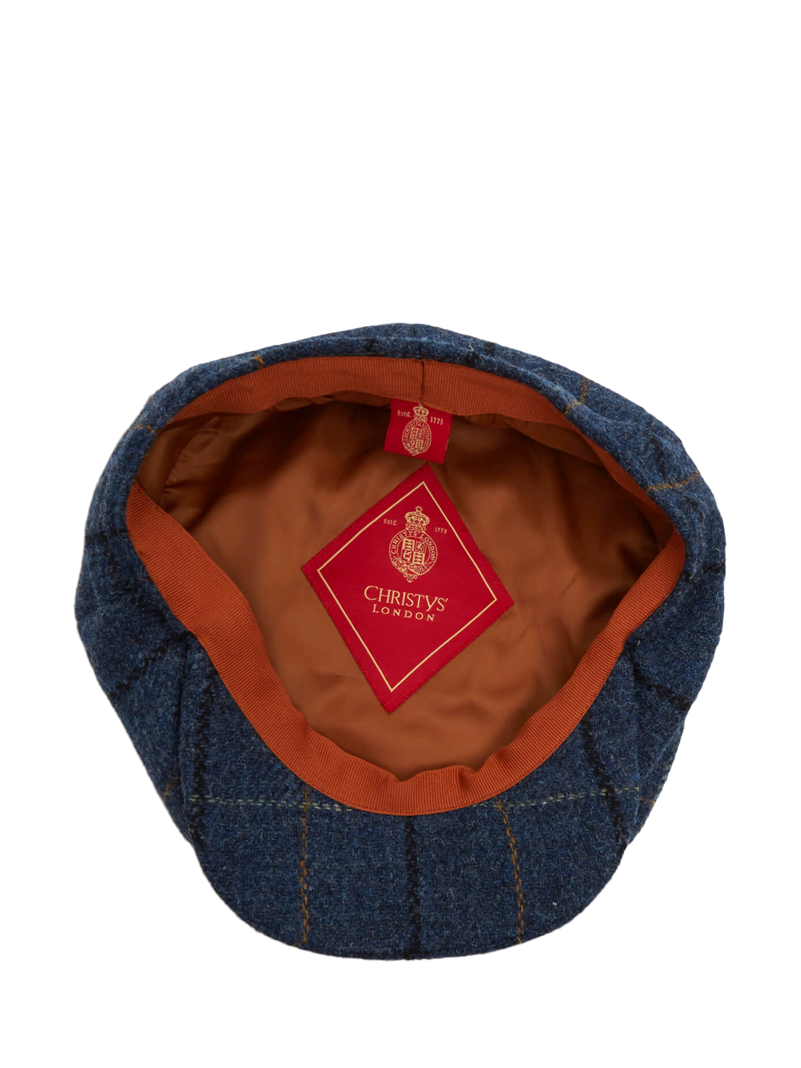 Product image 5 of 5, which shows Christys' Harris Tweed 8-Piece Baker Boy Cap, Blue, S