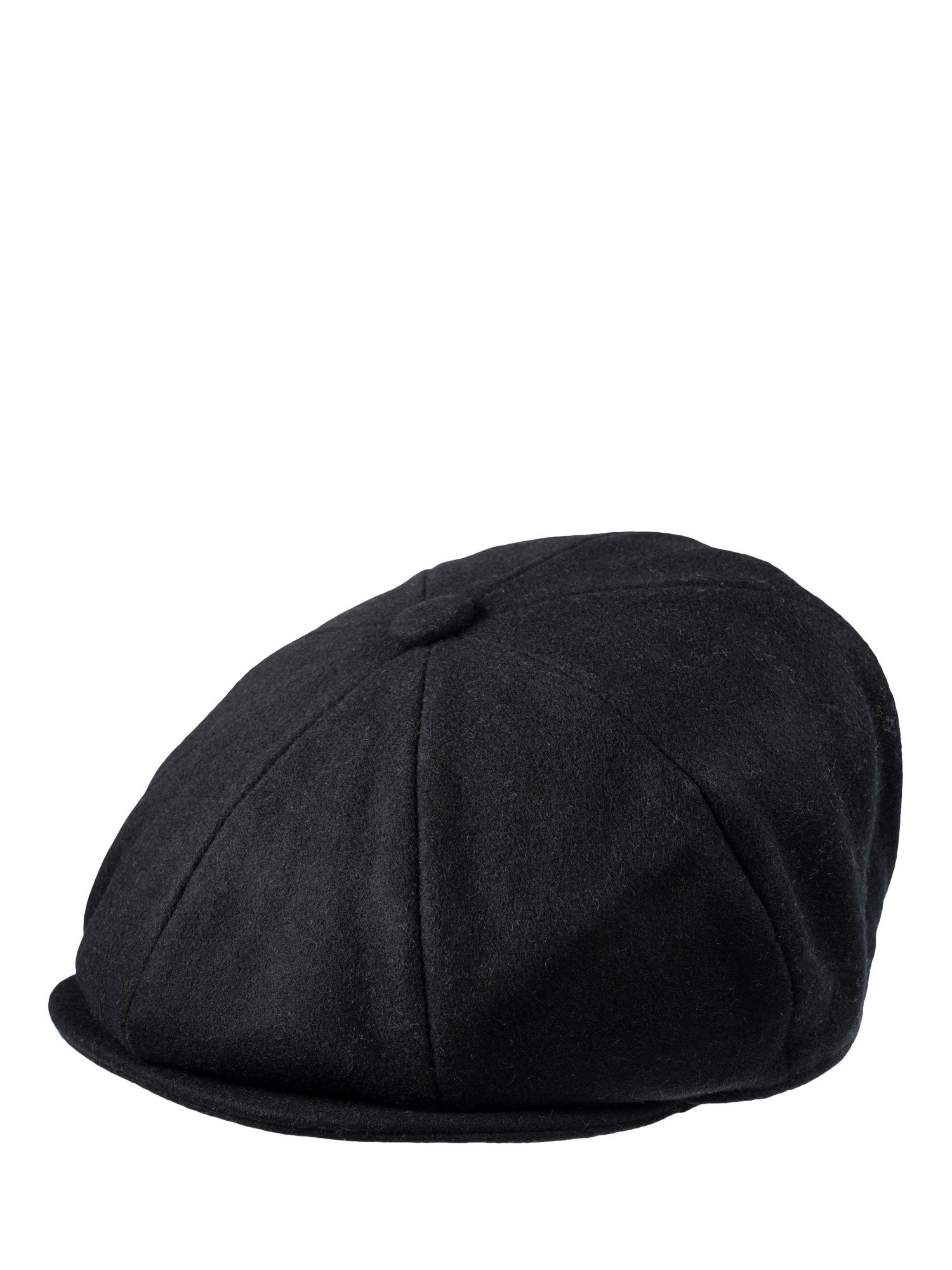 Product image 1 of 5, which shows Christys' Melton Wool 8-Piece Baker Boy Cap, Black, S