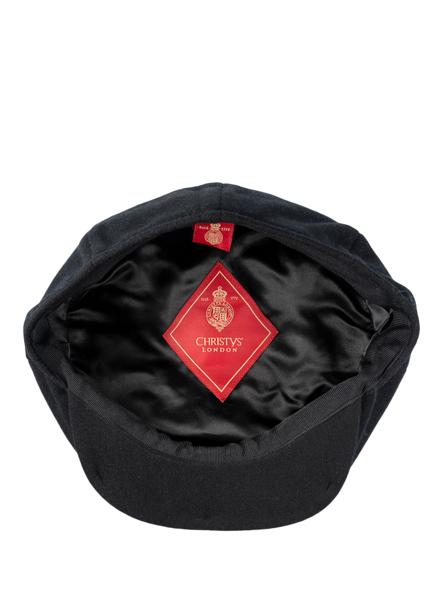 Product image 5 of 5, which shows Christys' Melton Wool 8-Piece Baker Boy Cap, Black, S