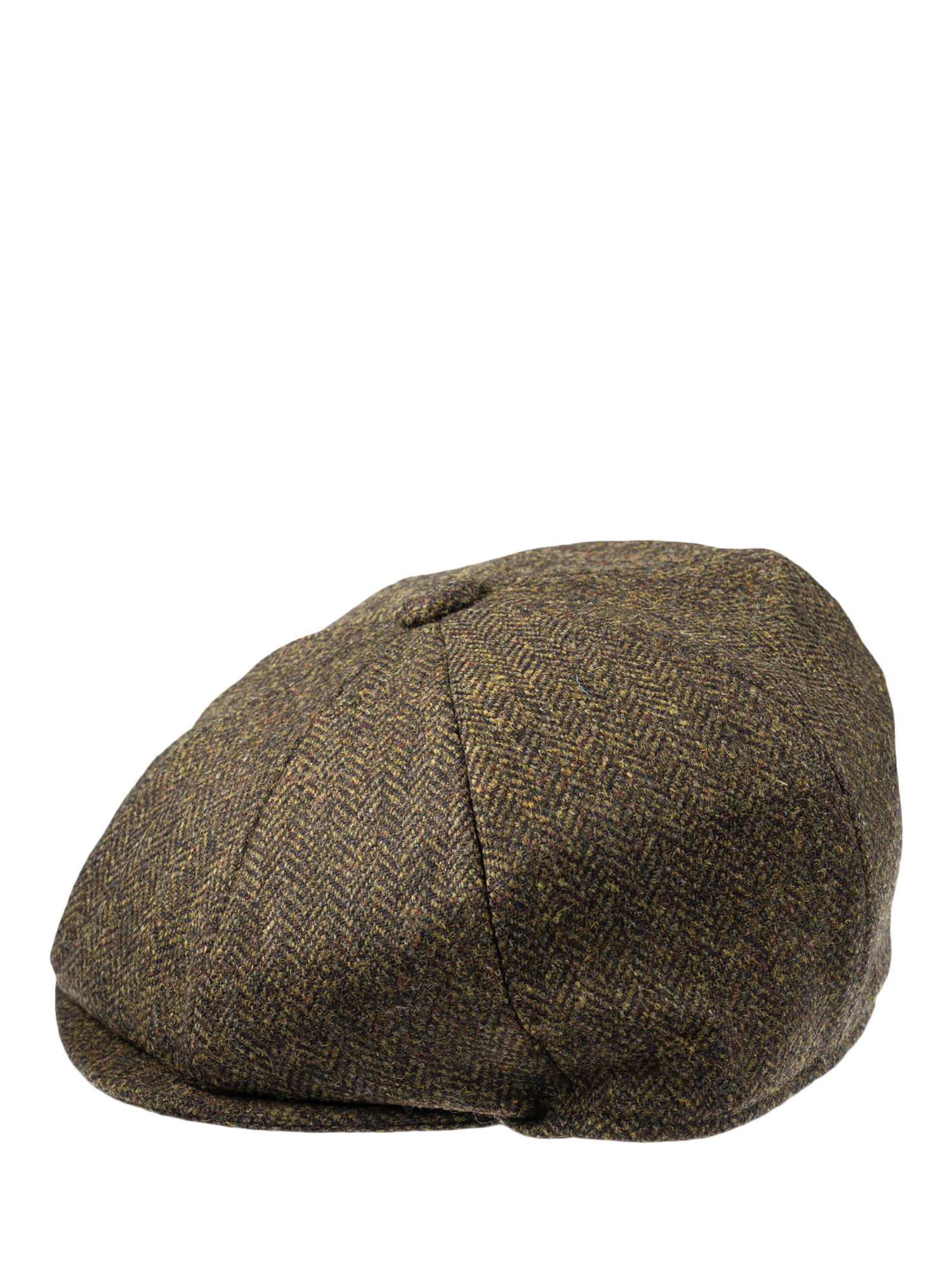 Product image 2 of 5, which shows Christys' Herringbone Tweed 8-Piece Baker Boy Cap, Green, S