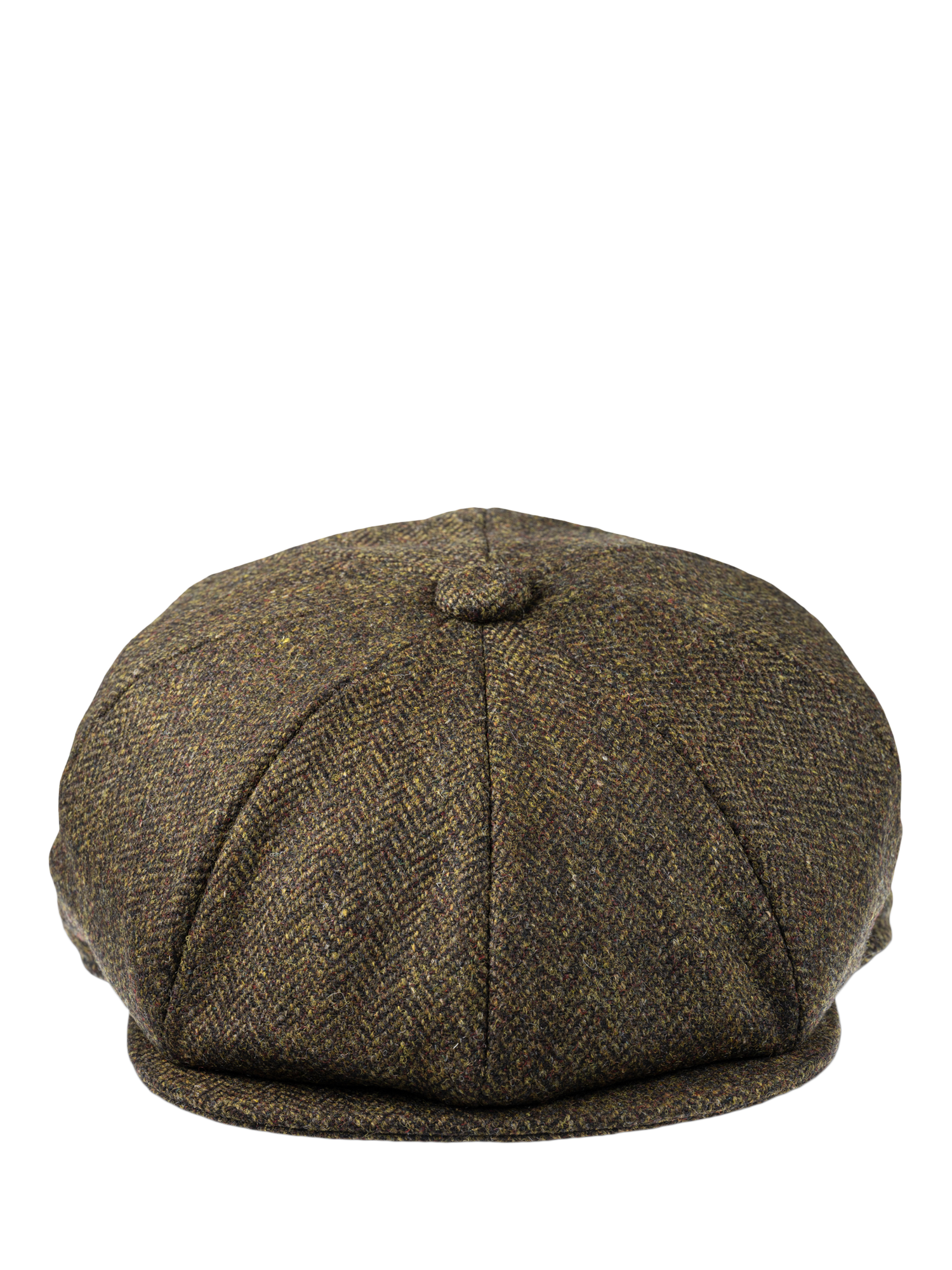 Product image 3 of 5, which shows Christys' Herringbone Tweed 8-Piece Baker Boy Cap, Green, S