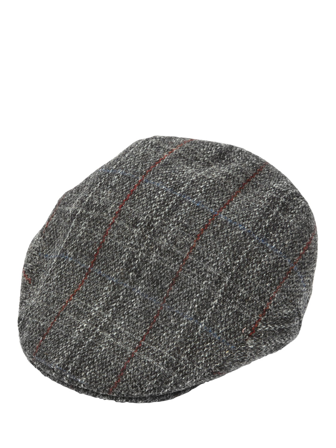 Product image 1 of 5, which shows Christys' Balmoral Harris Tweed Flat Cap, Dark Grey, S
