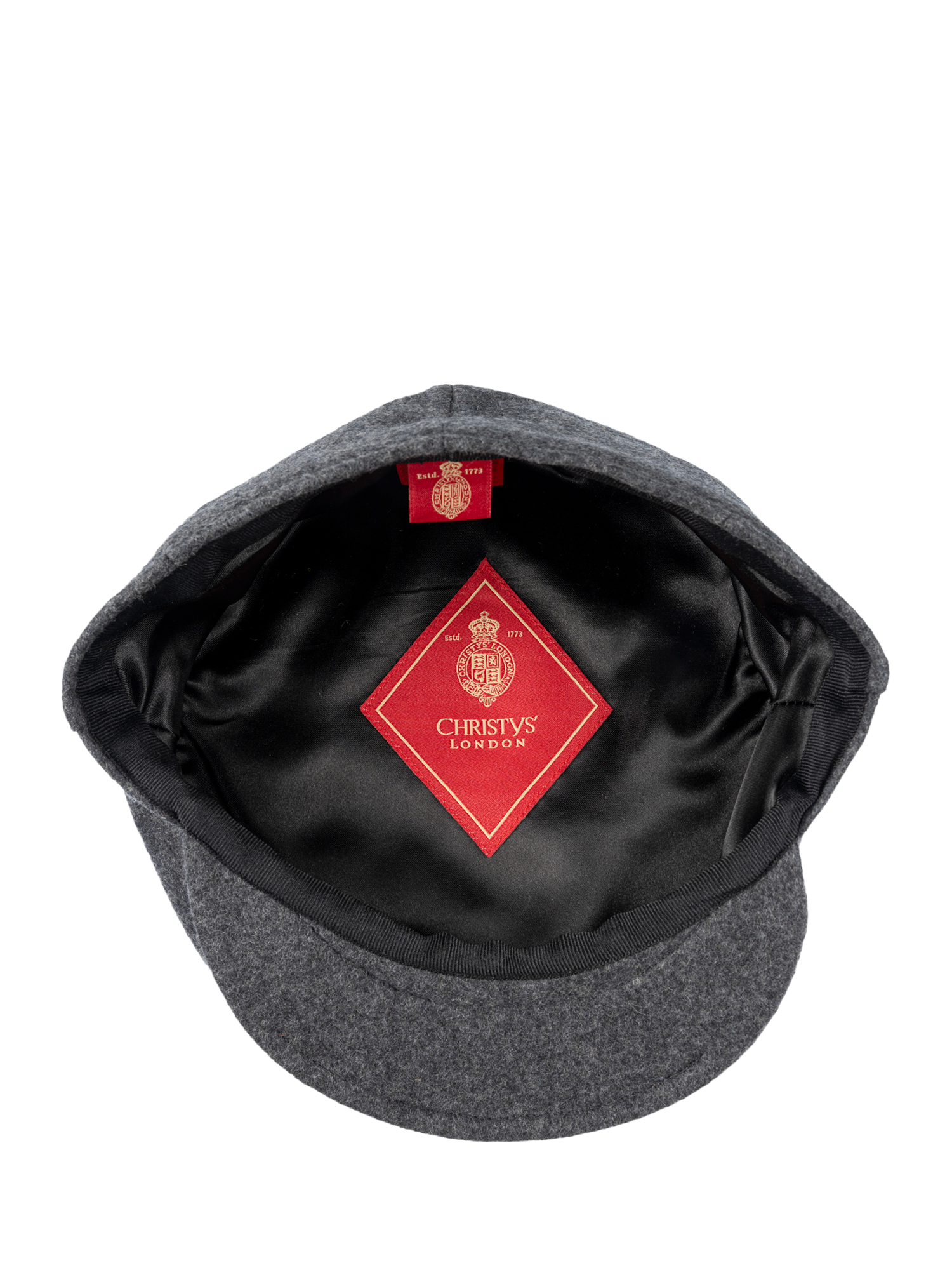 Product image 5 of 5, which shows Christys' Balmoral Melton Wool Flat Cap, Charcoal, S
