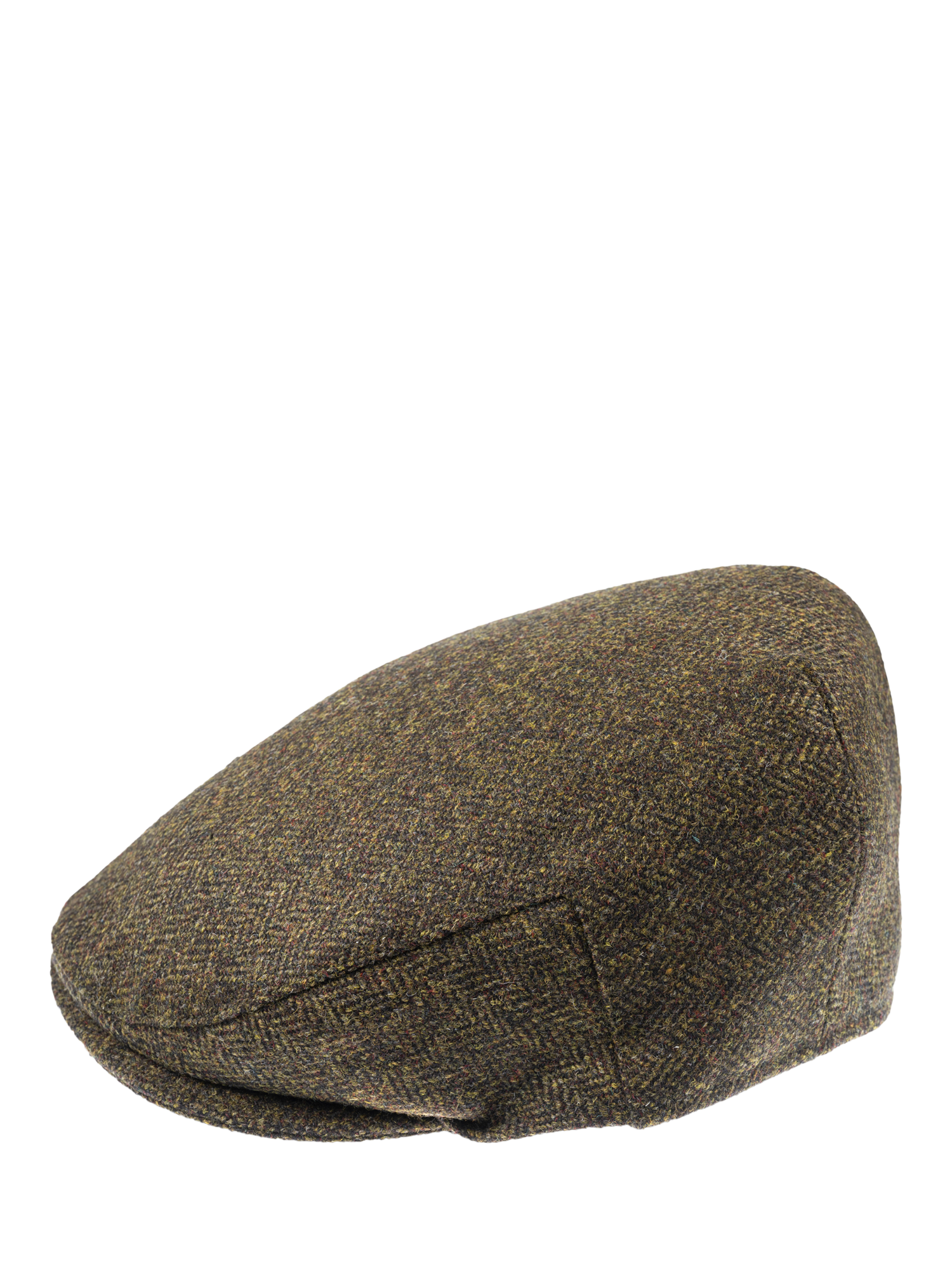 Christys' Herringbone Tweed Balmoral Flat Cap, Green