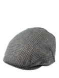 Christys' Windowpane Tweed Balmoral Flat Cap, Light Grey