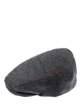 Christys' Windowpane Tweed Balmoral Flat Cap, Dark Grey