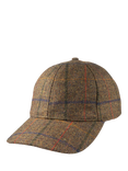 Christys' Windowpane Tweed Baseball Cap, Brown