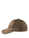 Christys' Windowpane Tweed Baseball Cap, Brown