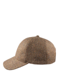 Christys' Herringbone Tweed Baseball Cap, Biscuit