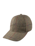 Christys' Windowpane Tweed Baseball Cap, Green