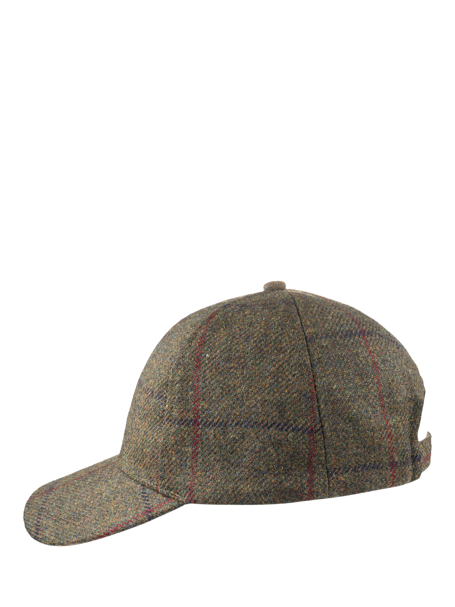Product image 2 of 6, which shows Christys' Windowpane Tweed Baseball Cap, Green, One Size