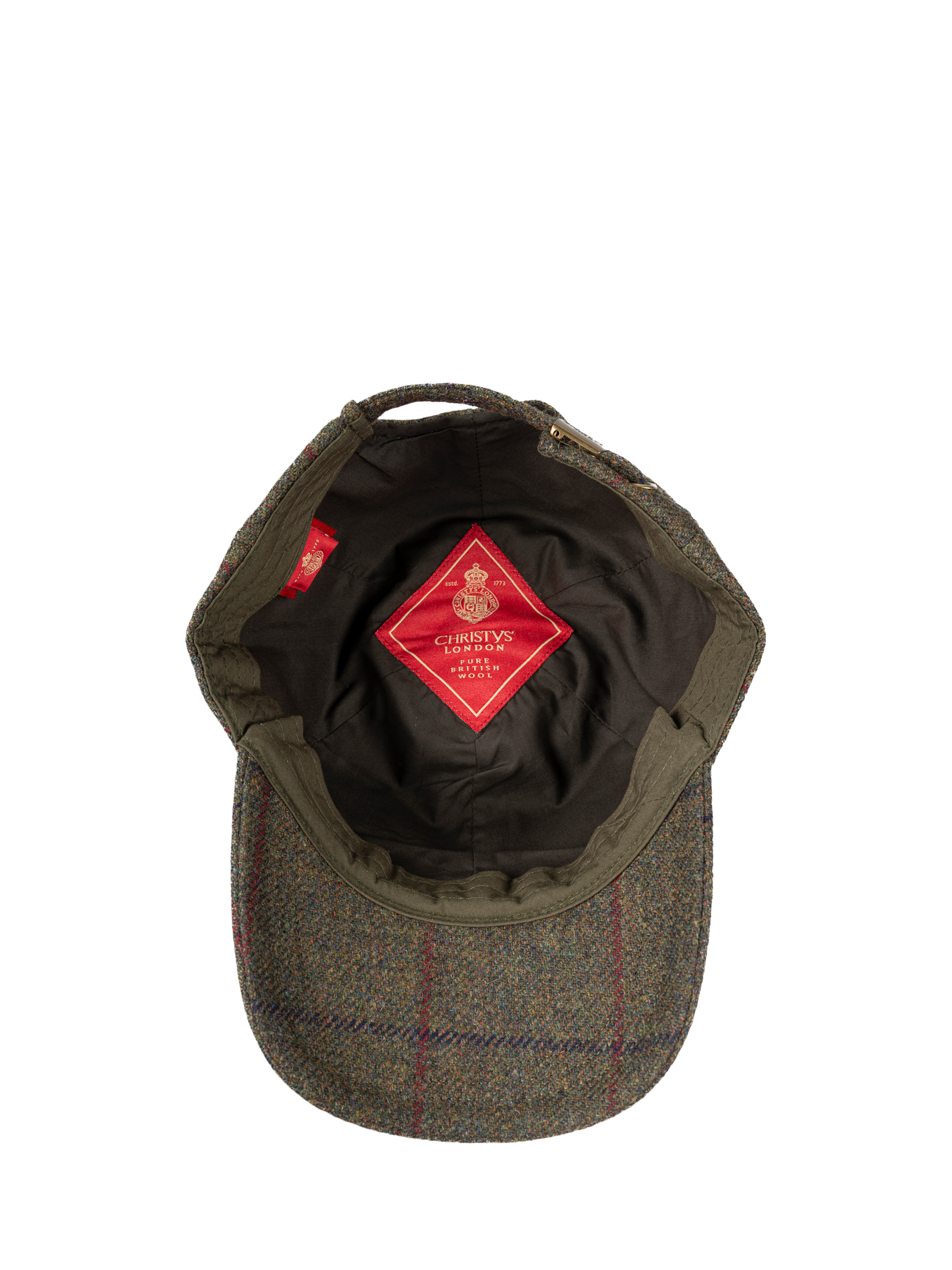 Product image 5 of 6, which shows Christys' Windowpane Tweed Baseball Cap, Green, One Size