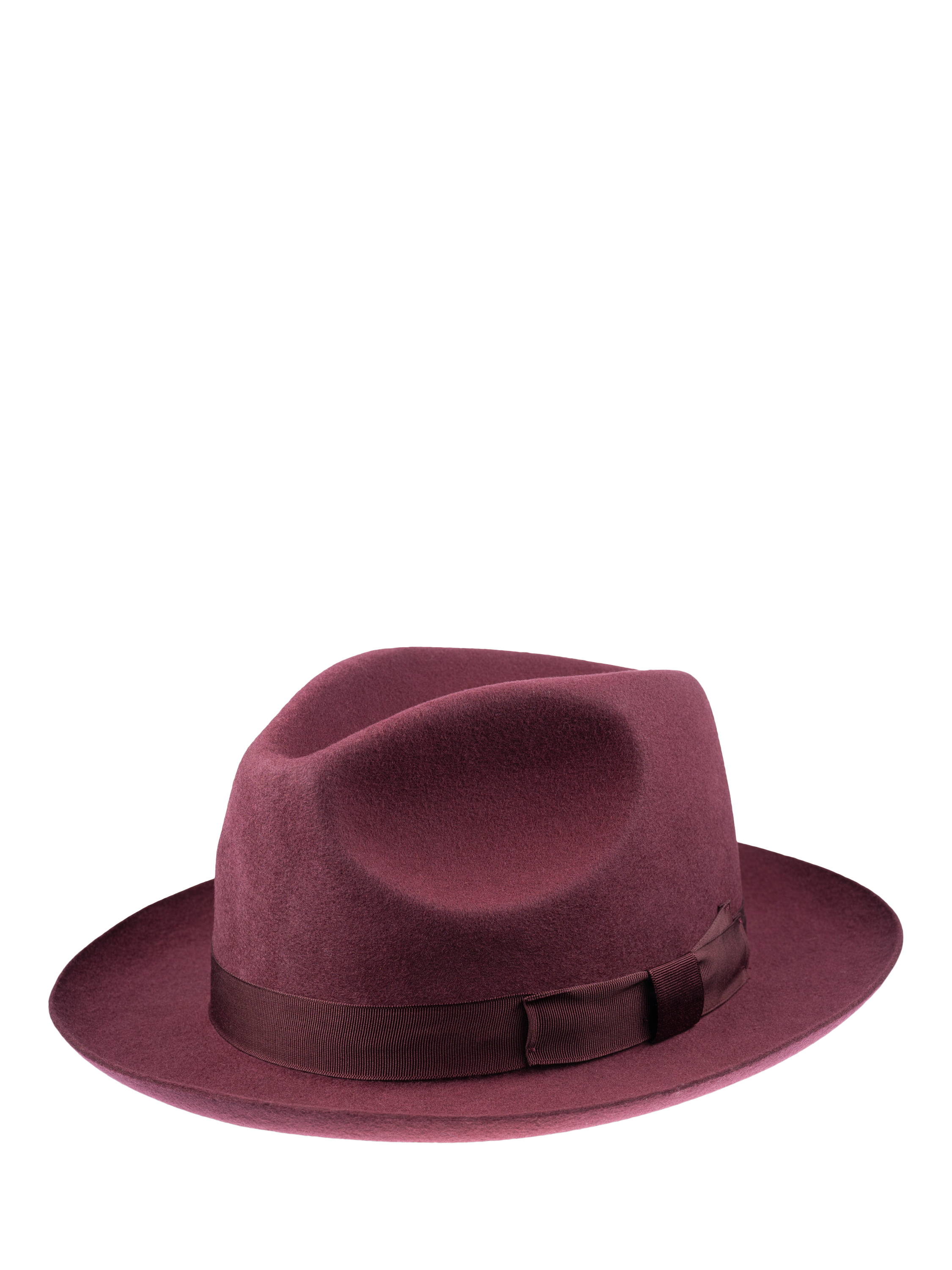 Product image 1 of 6, which shows Christys' Chepstow Wool Trilby Hat, Maroon, S