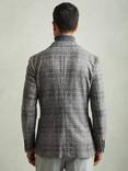 Reiss Feel Checked Single Breasted Blazer, Grey