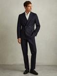 Reiss Combo Wool Blend Suit Trousers, Navy